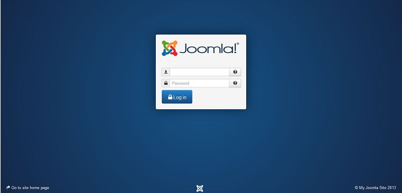 Joomla 3 backend login panel